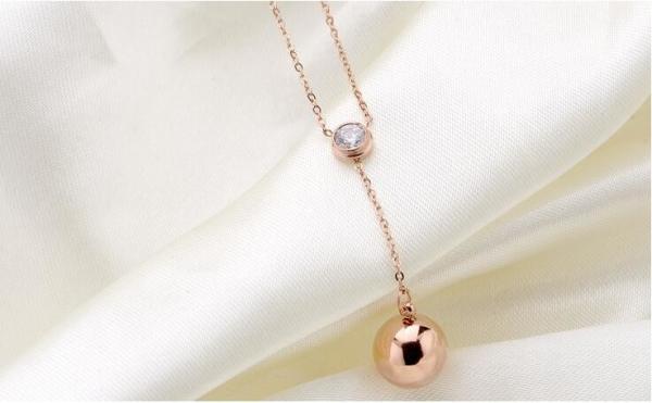 Fashion Jewelry Necklace Stainless Steel Rose Gold Diamond Necklace