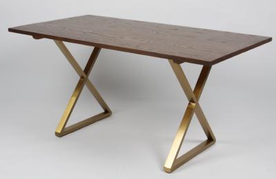 Solid Wood Metal Legs Frame Wood Dining Table Rectangular