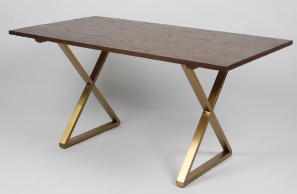 Solid Wood Metal Legs Frame Wood Dining Table Rectangular