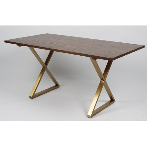 Solid Wood Metal Legs Frame Wood Dining Table Rectangular
