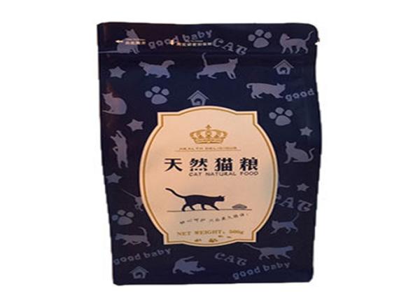 Plastic Stand Up Pet Food Packaging Bag Flat Bottom Custom Laminated