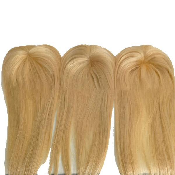 20 Inch Light Brown Highlights Human Remy Hair Toppers Brazilian Hair Toupee Lace PU Base
