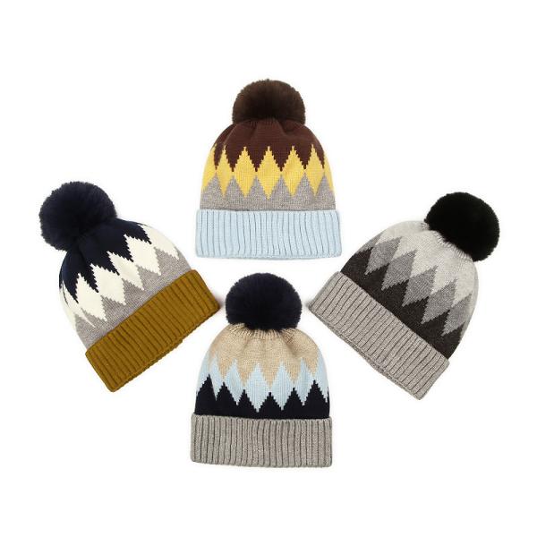 Winter Unisex Faux Fur Pom Pom Beanie Cute Multi Color SGS Approved