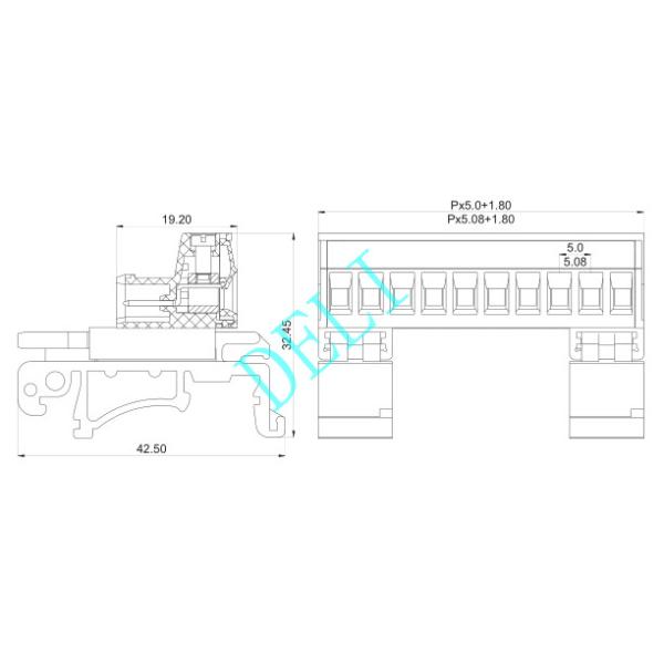 Green Color Male Pin Header Connector Feed - Through Header DL2EDG-UKR-XX-5.0/5.08