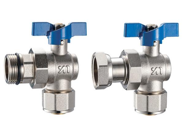 3614 3615 Angle Type Brass Ball Valve DN20 for AL-PL Pipe Connections with Flexible Male Nipple or Flexible Female Nut