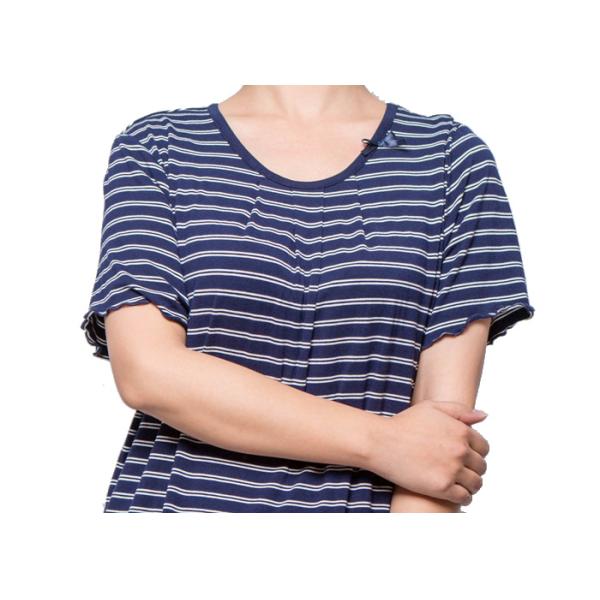 Yarn Dye Viscose / Elasthan Stripped Pajamas Ladies Summer Short Sleeves