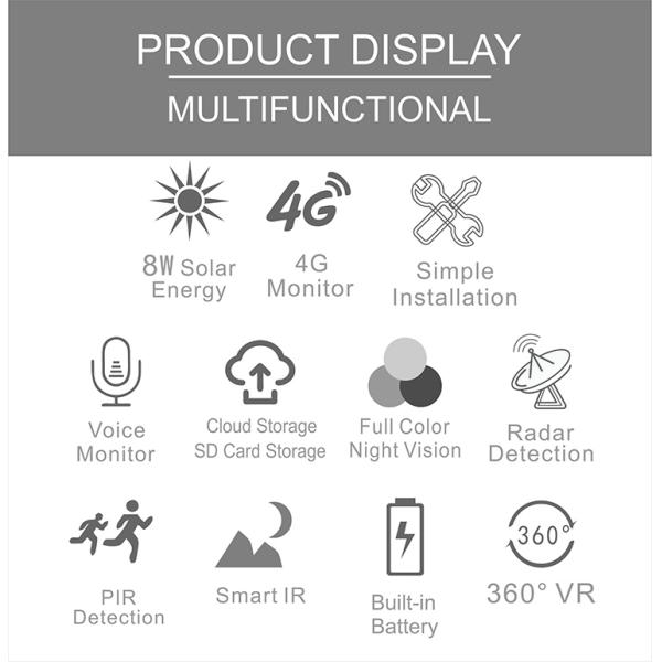 4G CCTV Solar Powerd Camera Wireless Pan Tilt Outdoor Dome Camera