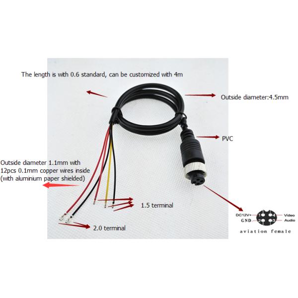 Авиация Пин удлинительного кабеля 4 автомобиля видео- женская с переходником 5 или 6 проводов для тележки, трейлера