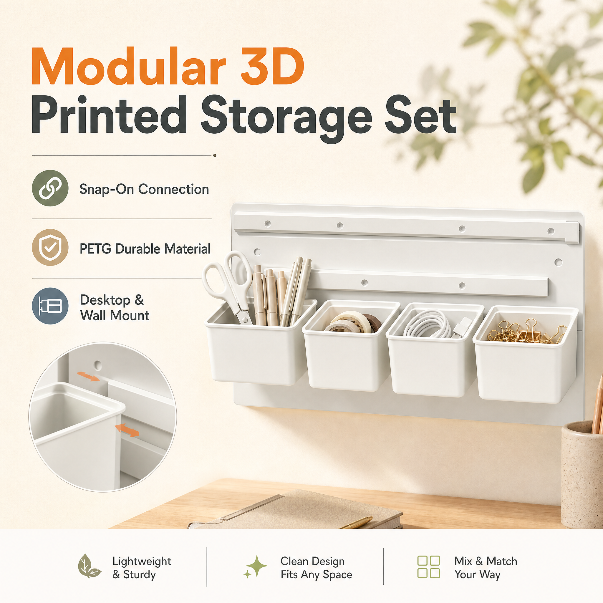 Sturdy PETG 3D Printed Decor Customizable Garage Wall Mounted Makeup Organizer