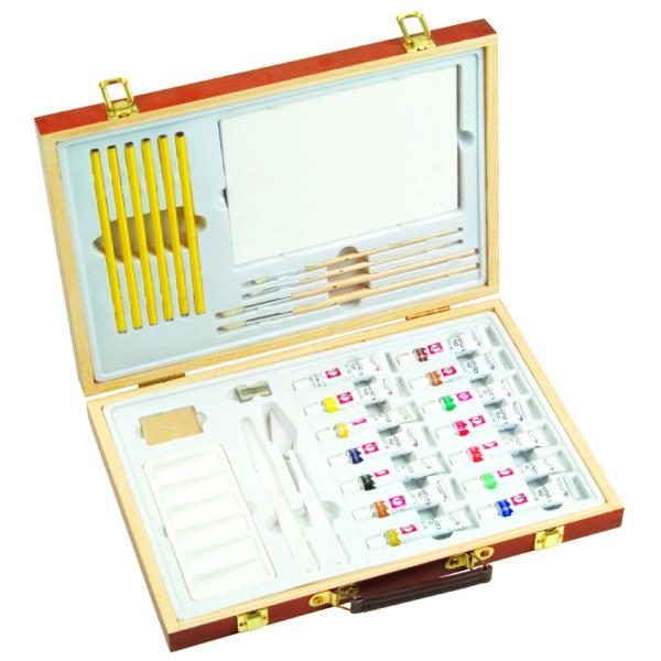 Коробка искусства профессиональных детей установленная деревянная, прочный набор коробки акрила художника