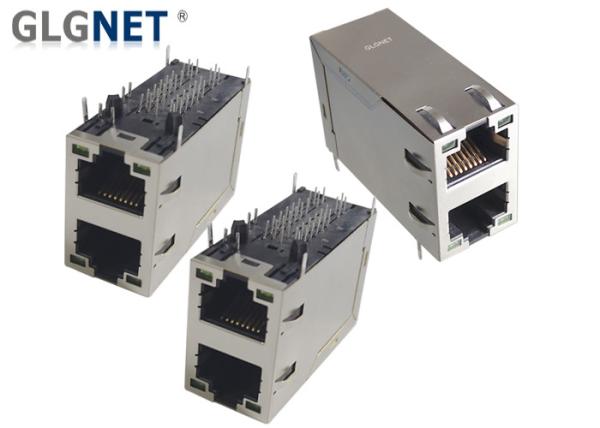 ICM 10G Magnetic Ethernet Rj45 Jack 2X1 Stacked Right Angle 90° Side Entry