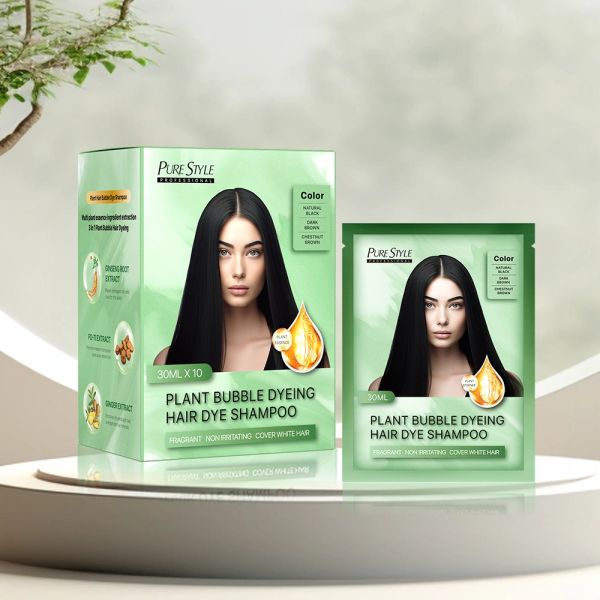 Factory Supply Fast Black Organic Bubble Hair Dye Shampoo 300ml Cream OEM Safe for Sensitive Skin Home Use MOQ 5000 PCS