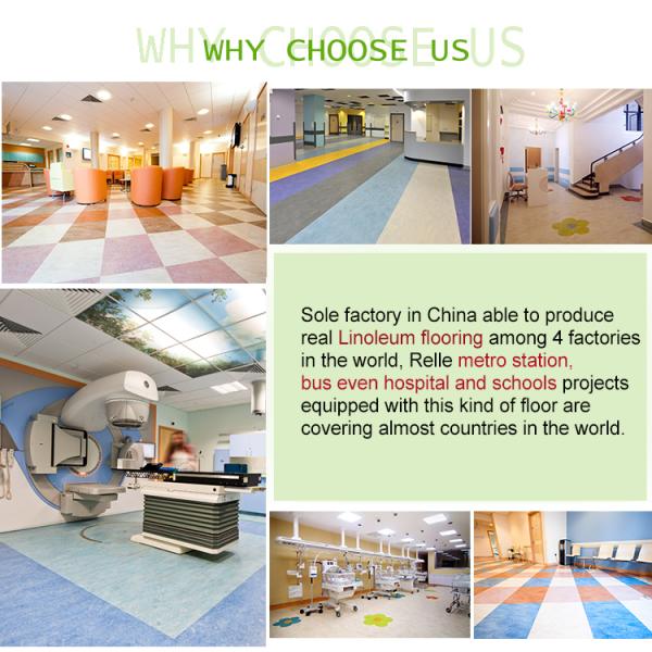 Suelos de linoleo gris vinilo Ecológico Suelos de lino grueso con revestimiento PUR