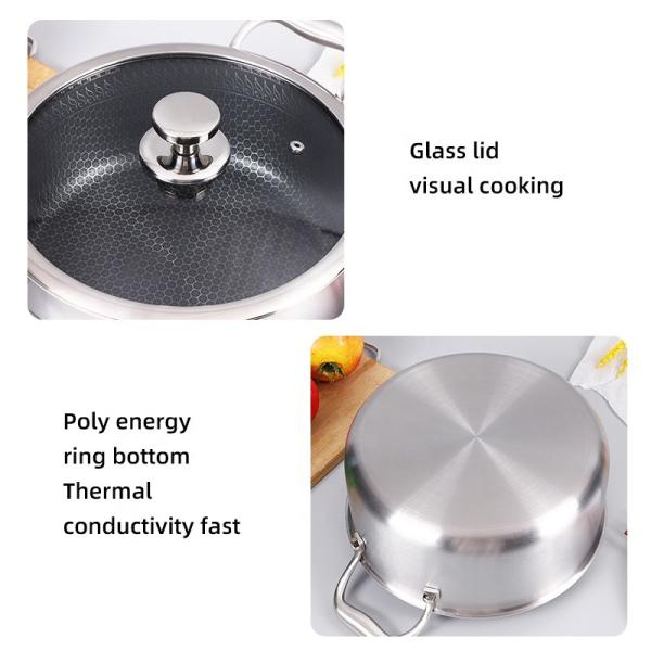 Hot Selling Stainless Steel Nonstick Stock Pot Induction Cooker Soup Pot Honeycomb Nonstick Cooking Pot With Lid