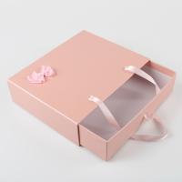 Tiroir portatif de cadeau de boîte à la mode rose faite sur commande d'emballage avec le ruban