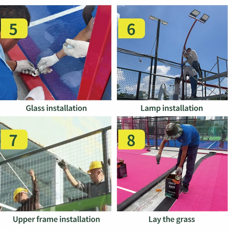 Factory Direct Custom Hot Dip Galvanized Steel Padel Tennis Court with Panoramic Tempered Glass Outdoor Sports Equipment