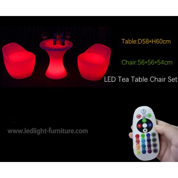 60cm Height Small Poseur LED Bar Table And Chair With Sturdy Metal Base And Stand