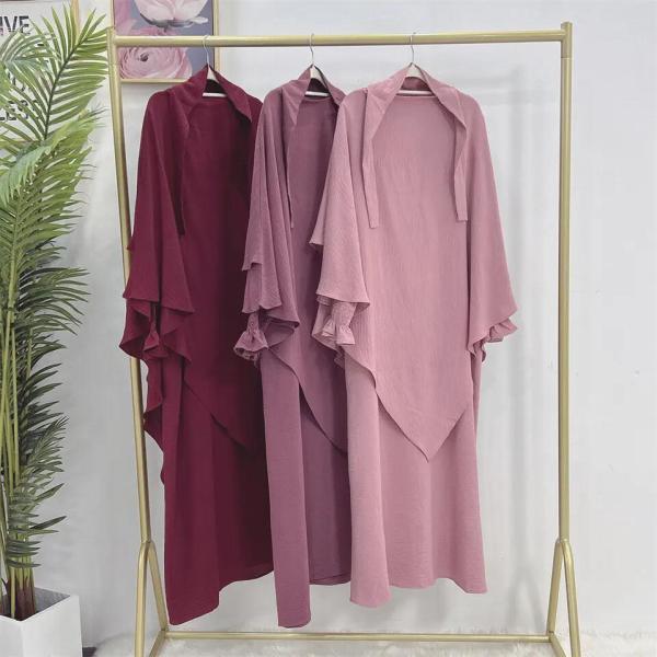 Muslim Women Prayer Elegant Summer Dresses Round Collar Muslim Ethnic Wear