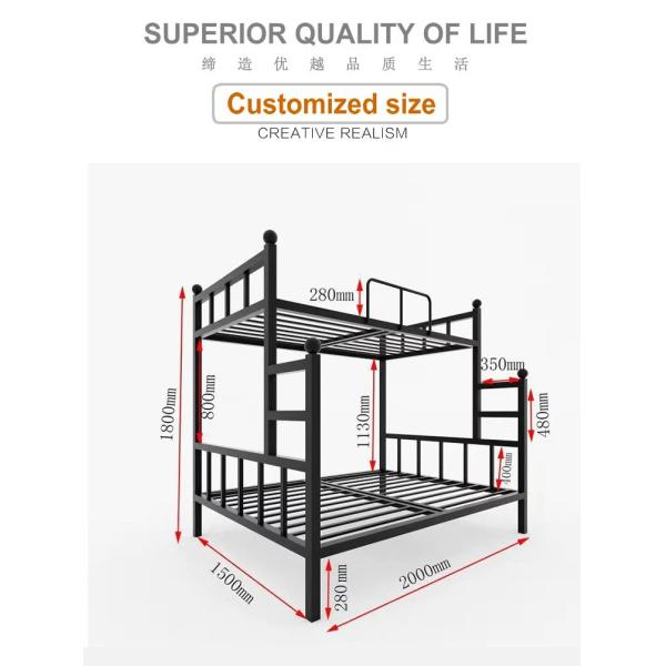 School Furniture Adult Full Size Metal Garden Bunk Bed for Space Saving in Queen Loft Bed