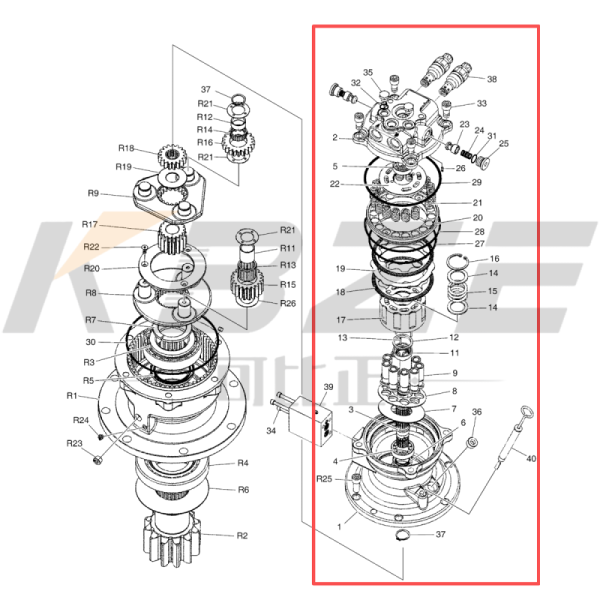 KBZE 31N1-10130 K1042873 170303-00032 DOOSAN DAEWOO SMALL EXCAVATOR JMF43 SG025 SWING MOTOR YT15V00015F1 YT15V00016F1 YT15V00001F2 YT15V00005F2 6H 15T R75 R80 DH75 DH80 DX80 SK75 SK80