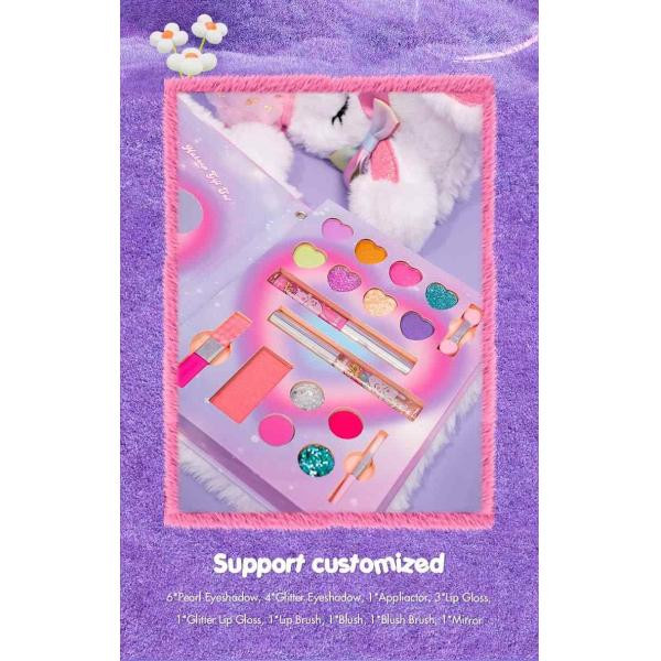 Skin Friendly Kids Play Makeup Kit With Lip Gloss Eye Shadow Palette Customizable