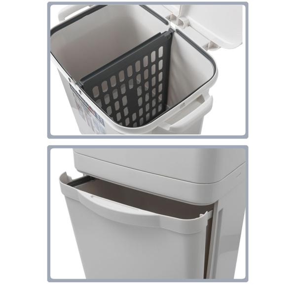 Home STANDING Double Layer Sorting Garbage Can 3 Compartments Trash Can Plastic Waste Bin With Single Lid
