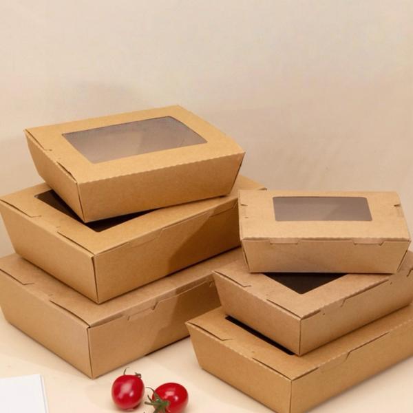 Eco-Friendly Takeout Box With Kraft Paper Window Box  100% Biodegradable Sustainable