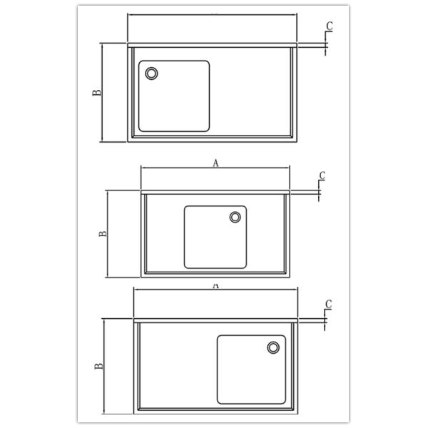 Restaurant Prep Table With Sink 1 / 2 / 3 Sinks Stainless Steel Sink Table
