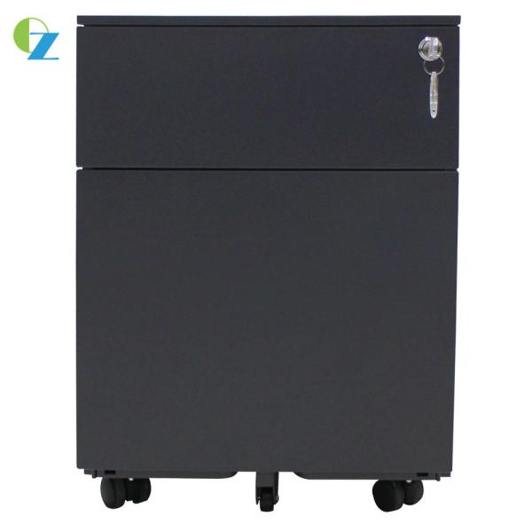 H490MM 5 Anti Tilt Wheels 2 Drawers Cabinet Black Metal Movable Low Pedestal