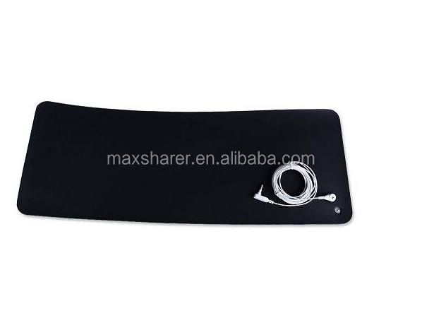 Maxsharer Factory Grounding Earthing Conductive SBR Black Mat With Grounding Cord of USA Plug BIO Cable 15ft Straight Mat
