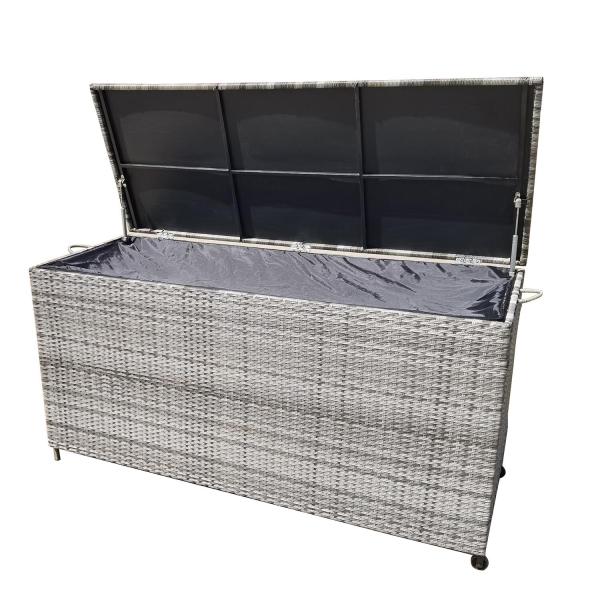 Spacious Multifunctional Wicker Rattan Garden Storage Box with Wheels by AJUNION