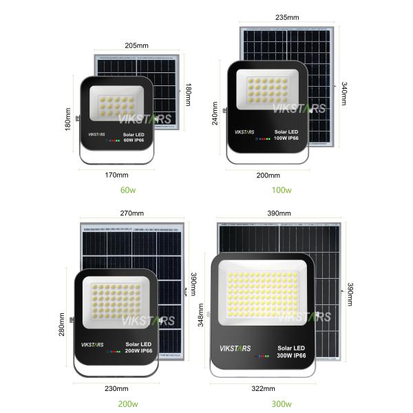Battery Replaceblae 60w 100w 200W 300w Solar Flood Lights With Glass Cover