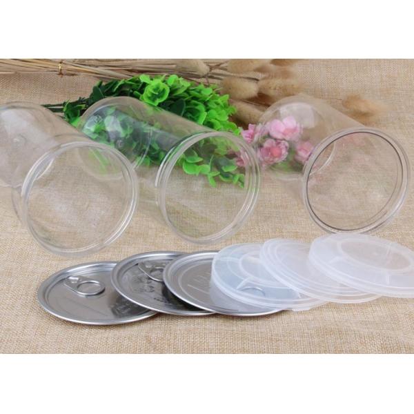 Сухие опарникы прозрачной пластмассы упаковки еды освобождают пластичный цилиндр с алюминиевой тягой - крышку кольца