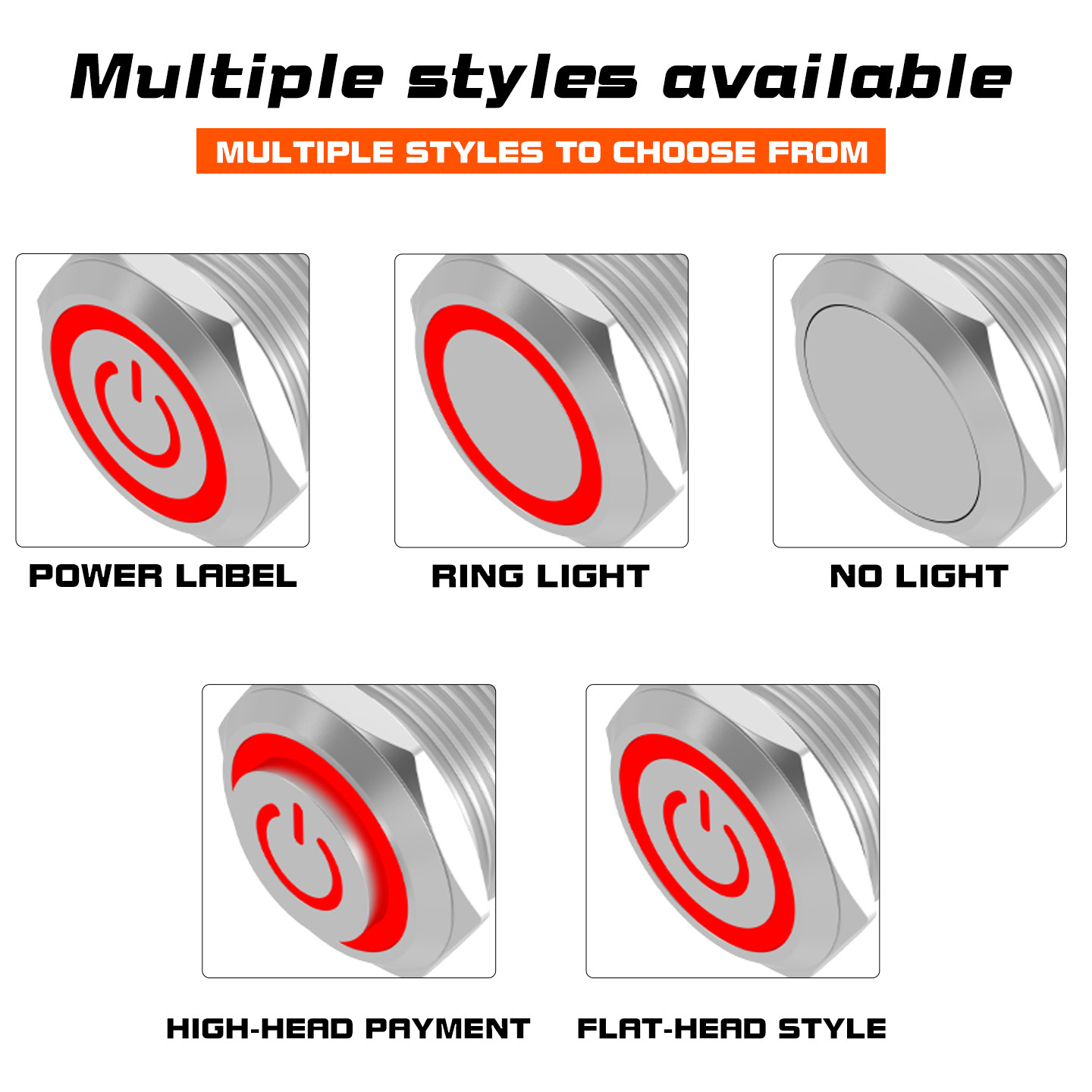 Metal push button switch 22MM, self-reset and self-locking, with light, normally open and normally closed, silver and black, power button 220V