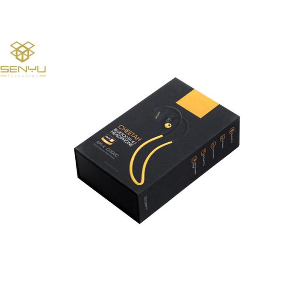 Black Mobile Accessories Packaging Earphone Headphone Packaging Box Window Opening