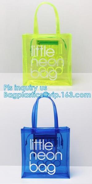 PVC soft pouch bag with round, packaging bag with embroidery recyclable quilt packaging bag, Handle Bag, PVC Shopping Ba