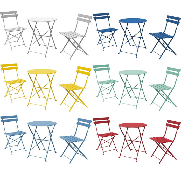 3 Piece Steel Folding Table and Chairs Set Perfect for Outdoor Patio Balcony or Garden