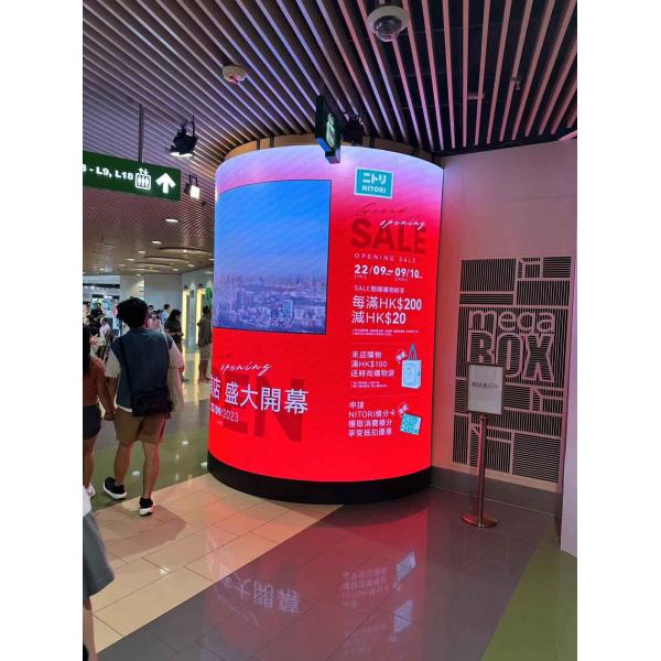 Soft P2 Curve Indoor Fixed Led Screen Cylinder Wall In Shopping Center Advertising