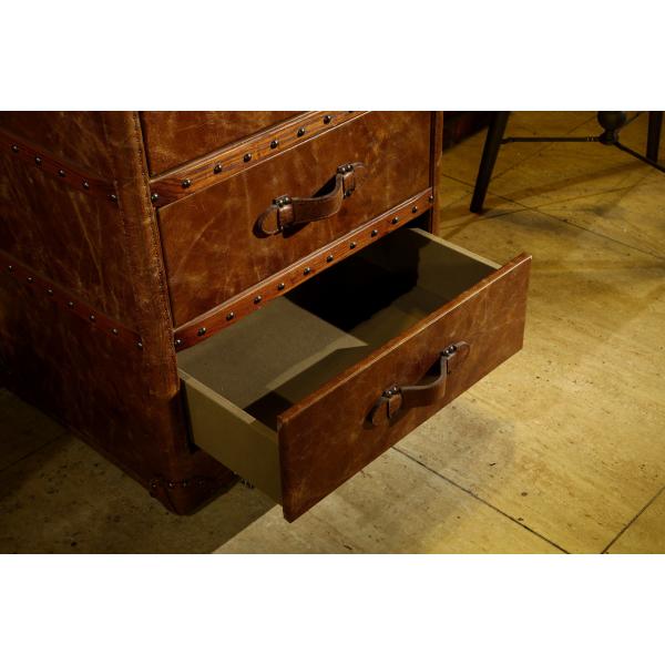 Tan Brown Vintage Storage Trunks , Decorative Trunk Chest Top Grain Genuine Leather