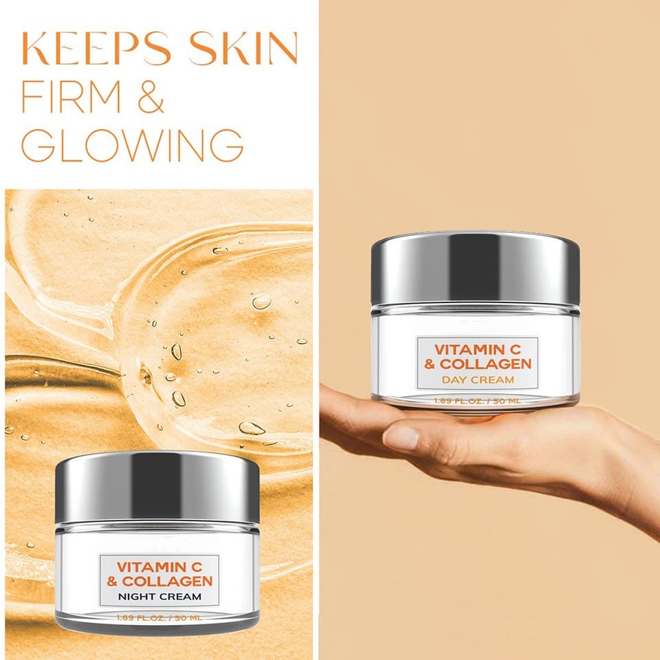 OEM ODM Korean brand skin care products Vitamin C collagen day and night face cream for women