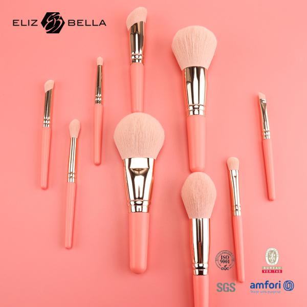 9PCS Borrachas de maquiagem bonitas com alça de madeira curta personalizada, 100% cabelo sintético, encomendas OEM bem-vindas