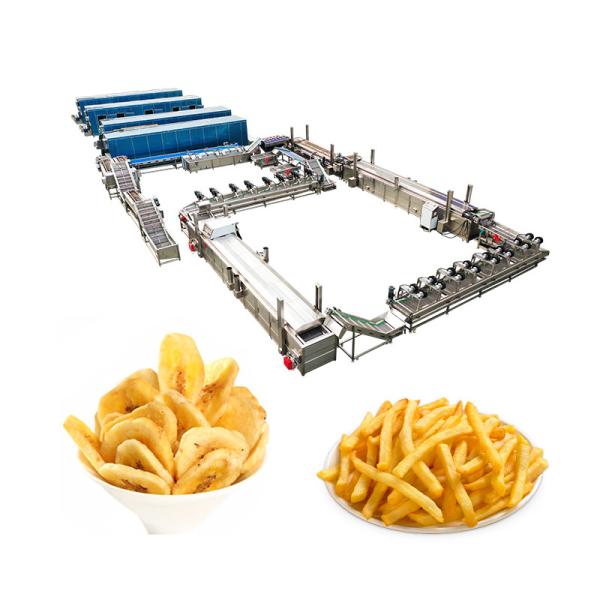 Linha automática de produção de batatas fritas para alta produtividade em plantas de processamento de carne