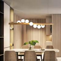 Modern Rustic Decor Linear Hanging Pendant Light Nordic Wood Pendant Light For Dining Room Kitchen Home