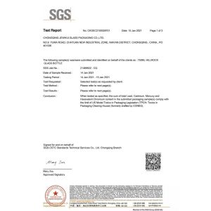 Chongqing Jewhui Glass Packaging Co., Ltd. Сертификации