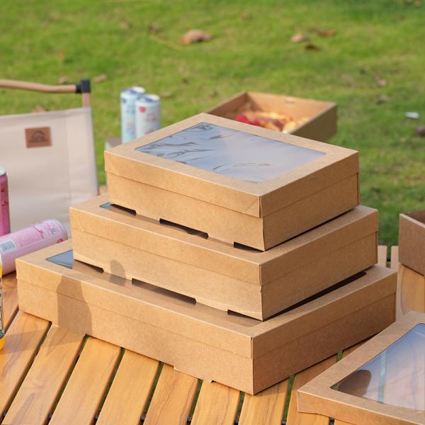 Disposable Kraft Paper Lunch Box for Camping Picnic Desserts