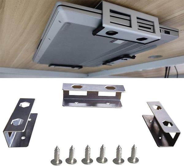 Montagem de suporte de computador portátil de lado único para dispositivos padrão sob caixa de cabo de mesa