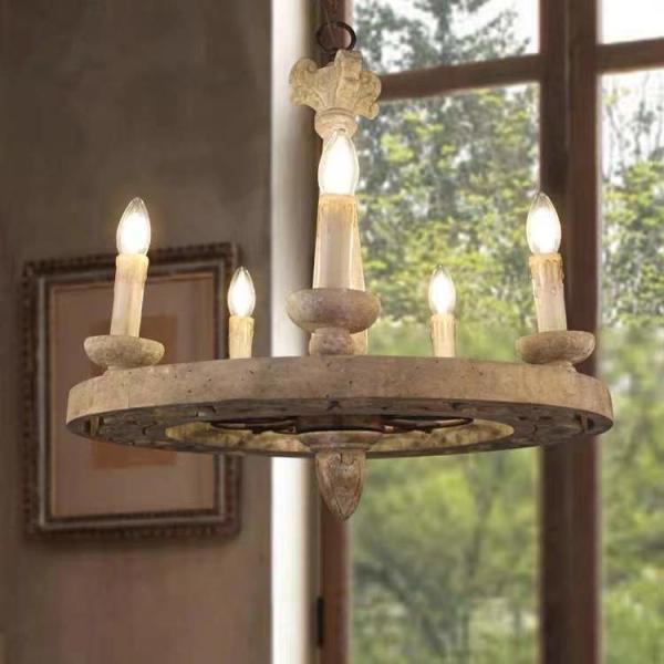 America cottage Farmhouse vintage wheel wooden chandelier woodern lamp(WH-CI-115)