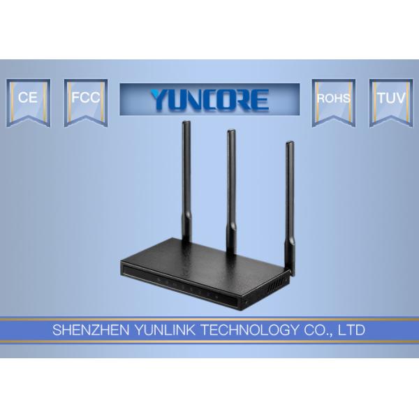 Black Metal Case SOHO Wifi Router With 3 MIMO Antenna 1Lan 1Wan Port