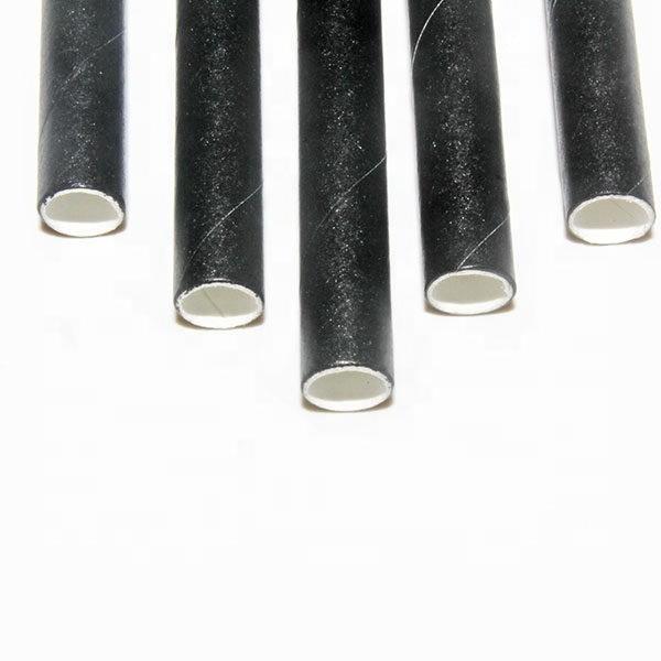 250pcs Biodegradable Customized Logo Black Paper Straws 197mm for Eco Friendly Products