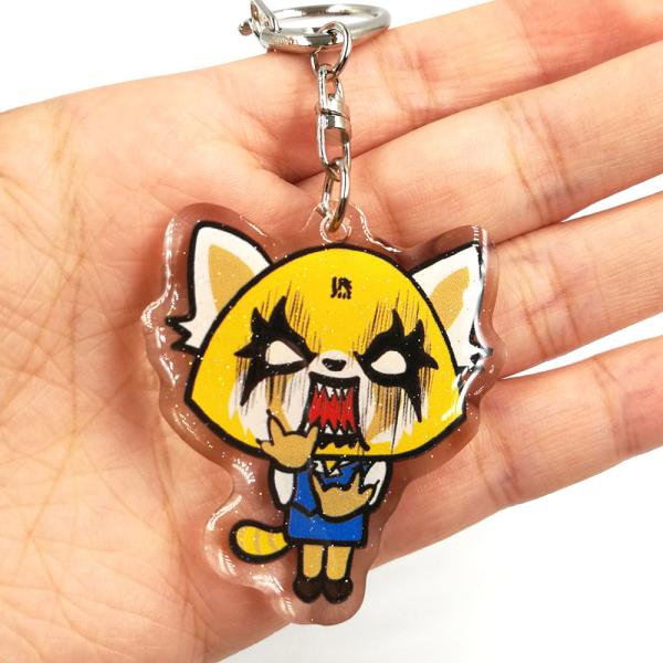 Promotional Epoxy Custom Printed Laser Cut Cartoon Clear Acrylic Plastic Charms Key chain with Glitter